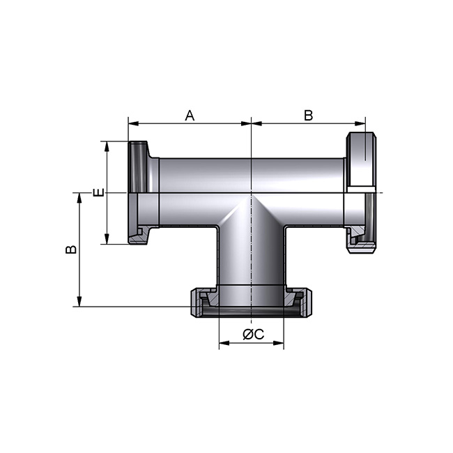 Tee Ln/Ln/m 13x1,5 304L mat